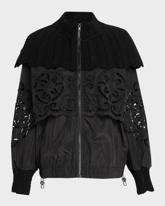 Dahlia Eyelet Crochet Windbreaker